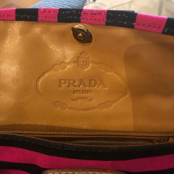 Prada clutch pink and blk stripe - Picture 2 of 3